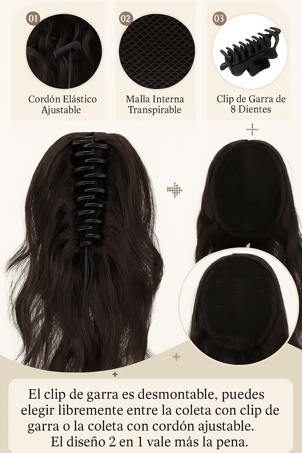 Ponytail Clip-In: Volumen y longitud en segundos, sin dañar tu cabello 🎁 50% DCTO.